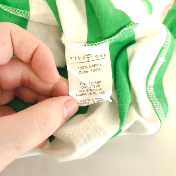 NWOT Five Four Club Mens XL Green White Striped Short Sleeve Polo Shirt - Picture 4 of 7